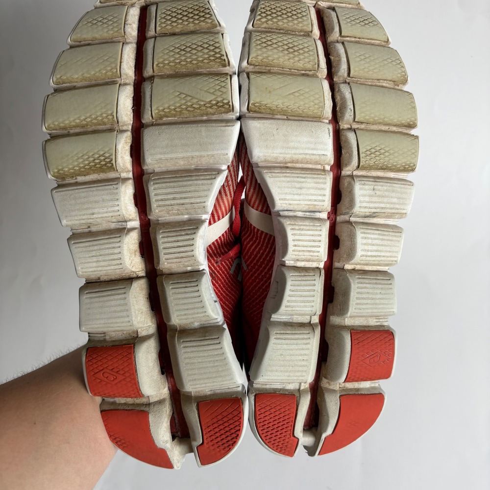 On Cloud Running Shoes Womens 9 Rust Red White Low Top Athletic Sneakers - Picture 10 of 12